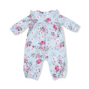 Angel Dear Blue Romance Rose Charlotte Floral Ruffle Sleeve Romper