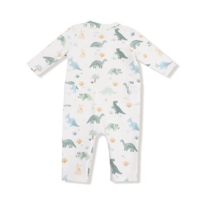 Angel Dear Soft Dinos French Terry- Green Uni Romper
