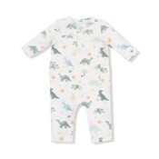 Angel Dear Soft Dinos French Terry- Green Uni Romper