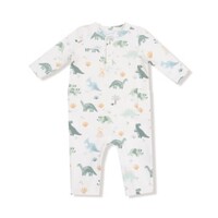 Angel Dear Soft Dinos French Terry- Green Uni Romper
