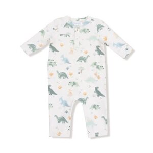 Angel Dear Soft Dinos French Terry- Green Uni Romper