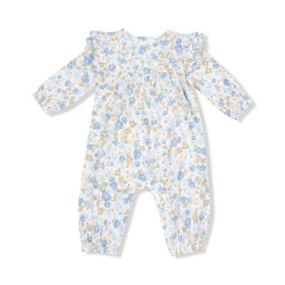 Angel Dear Sweet Rose Calico L/S Petal Ruffle Romper