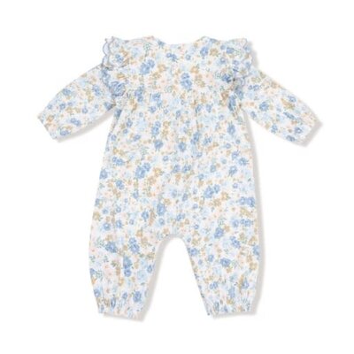Angel Dear Sweet Rose Calico L/S Petal Ruffle Romper