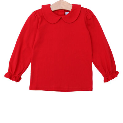 Trotter Street Kids Red Peter Pan Collar LS Shirt