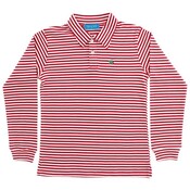 J Bailey Red and White Striped Long Sleeve Polo