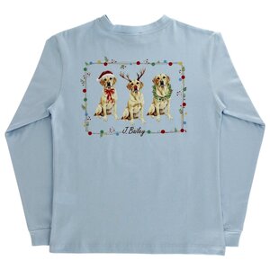 J Bailey Christmas Labs on Lt. Blue LS Logo Tee