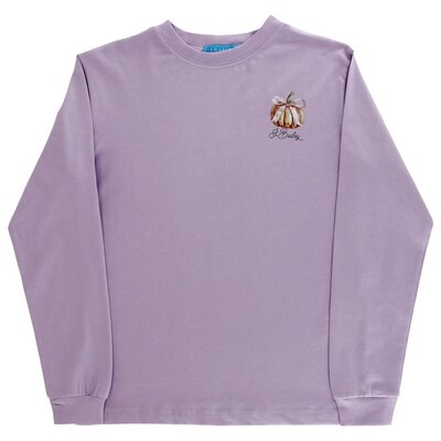 J Bailey Pumpkin on Lavender LS Girls Logo Tee