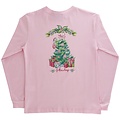 J Bailey Santa Tree on Pink LS Girls Logo Tee