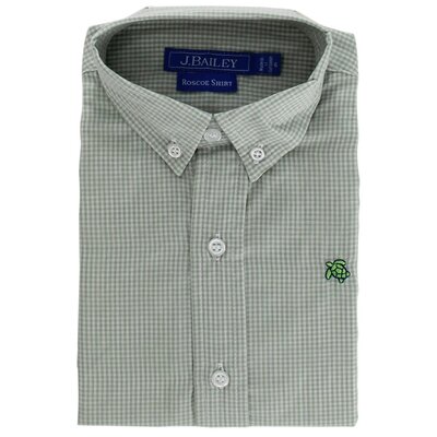 J Bailey Celery Microcheck Button Down