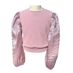 Pleat Collection Peyton Sweater Top Textured Pink Shimmer