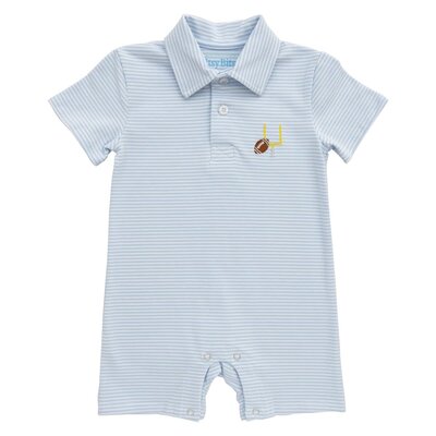 Itsy Bitsy Lt Blue Game Day Polo Romper