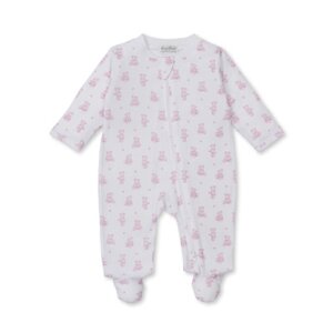 Kissy Kissy Pink Teddy Bear Time Print Footie w/Zip