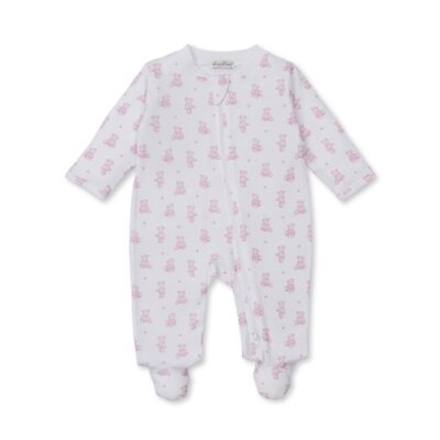 Kissy Kissy Pink Teddy Bear Time Print Footie w/Zip
