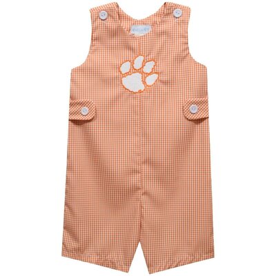 Vive La Fete Jon Jon Clemson Tigers Embroidered Orange Gingham