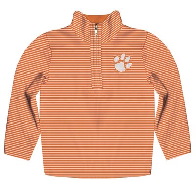 Vive La Fete Striped Quarter Zip Clemson Tigers Embroidered