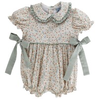 Bailey Boys Autumn Blooms Celery Check-Romper Short