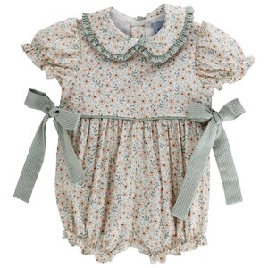 Bailey Boys Autumn Blooms Celery Check-Romper Short