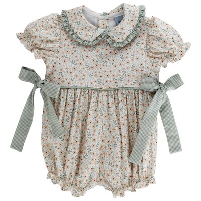 Bailey Boys Autumn Blooms Celery Check-Romper Short
