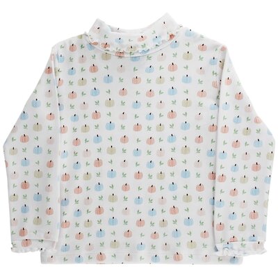 J Bailey Pumpkin Print-Ruffle Turtle Neck