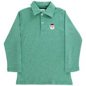 J Bailey Embroidered Knit Microstripe Polo-Santa on Kelly