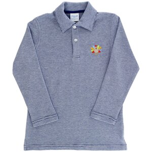 Bailey Boys Embroidered Knit Microstripe Polo-Turkey on Royal