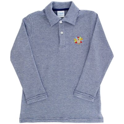 Bailey Boys Embroidered Knit Microstripe Polo-Turkey on Royal