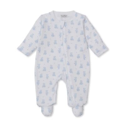 Kissy Kissy Lt Blue Teddy Bear Time Print Footie w/Zip