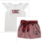 Vive La Fete South Carolina Gamecocks Smocked Ruffle T-shirt and Sash Shorts Set
