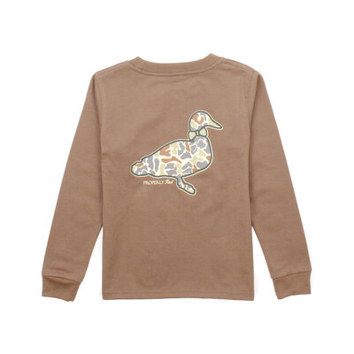 Properly Tied Walnut Field Camo Logo LS Tee