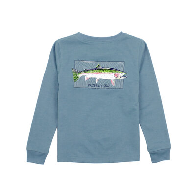 Properly Tied Steel Blue Rainbow Trout LS Tee