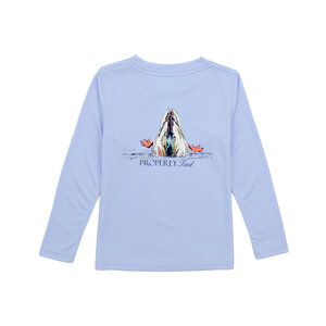 Properly Tied Light Blue Diving Mallard Performance Tee LS
