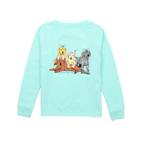 Properly Tied Seafoam Puppy Pile Girl's LS Tee