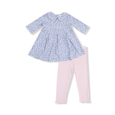 Angel Dear Country Calico Pleat Dress/Legging Set