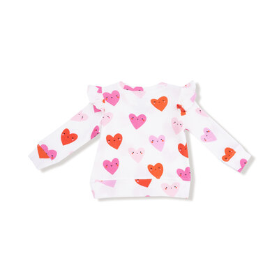 Angel Dear Happy Hearts Ruffle Sleeve Waffle Top
