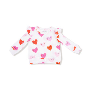 Angel Dear Happy Hearts Ruffle Sleeve Waffle Top