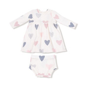 Angel Dear Hearts Modal Rib Simple Dress/Bloomer