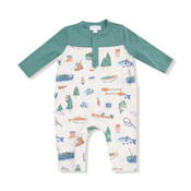 Angel Dear Fishing Things Romper w/ Contrast Sleeves