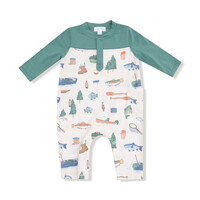 Angel Dear Fishing Things Romper w/ Contrast Sleeves