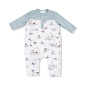 Angel Dear Migrating Mallards Romper W/ Contrast Sleeves