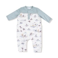Angel Dear Migrating Mallards Romper W/ Contrast Sleeves