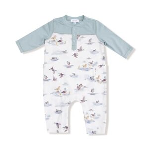 Angel Dear Migrating Mallards Romper W/ Contrast Sleeves
