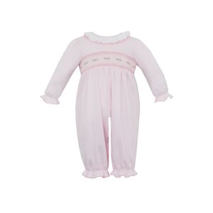 Petit Bebe Rose Pink Knit Girl's Long Footie