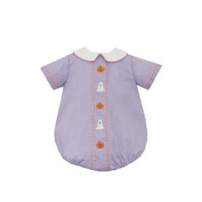 Anavini Halloween Purple Gingham Boy's Short Bubble