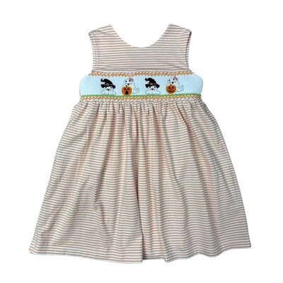 Delaney Ghost Orange/White Smocked Back Wrap Jumper Dress