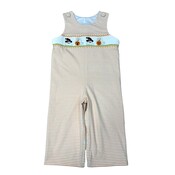 Delaney Ghost Orange/White Smocked Long Jon Jon