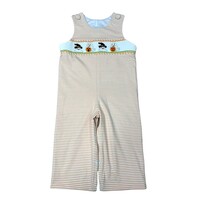 Delaney Ghost Orange/White Smocked Long Jon Jon