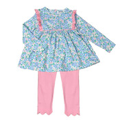 Ishtex Textile Products, Inc Floral Girl's Leggings Set-Blue