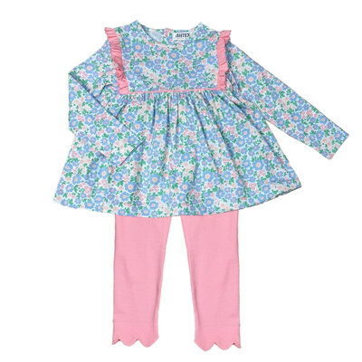 Ishtex Textile Products, Inc Floral Girl's Leggings Set-Blue