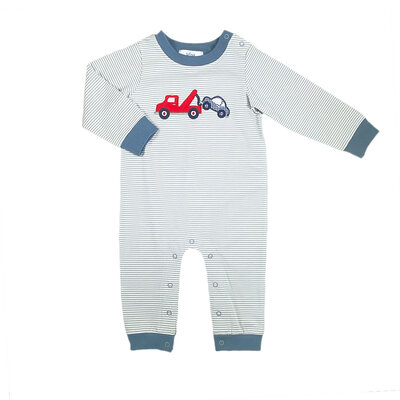 Ishtex Textile Products, Inc Tow Truck Boy's Romper