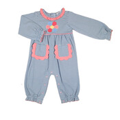 Ishtex Textile Products, Inc Flower Girl's Romper Blue Stripe